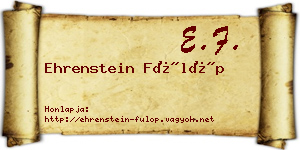 Ehrenstein Fülöp névjegykártya